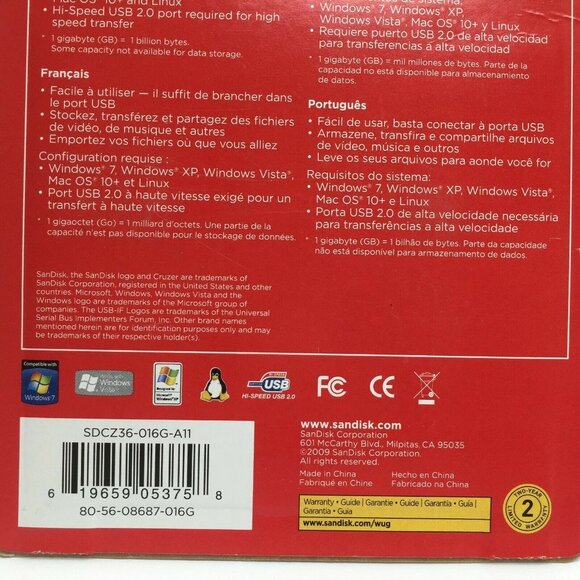 SanDisk 16GB Cruzer USB 2.0 Flash Drive Premium Storage In Capless Design - Picture 6 of 6